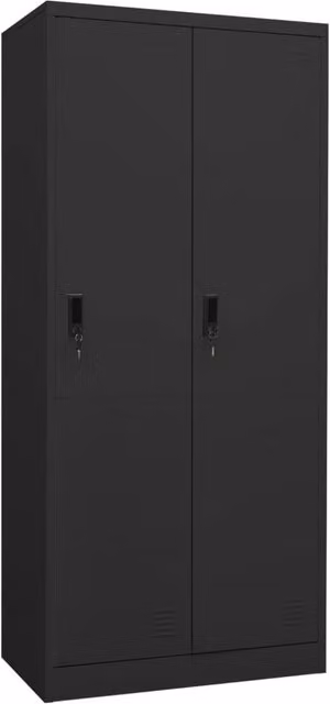 Berkfield Home Anthracite and Black Metal Wardrobe with Hinged Doors, W/D/H: 80 x 50 x 180 cm – 1