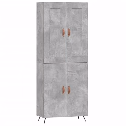 vidaXL Industrial Highboard in Concrete Grey with Hinged Doors and Internal Shelves, W/D/H: 69.5 x 34 x 180 cm