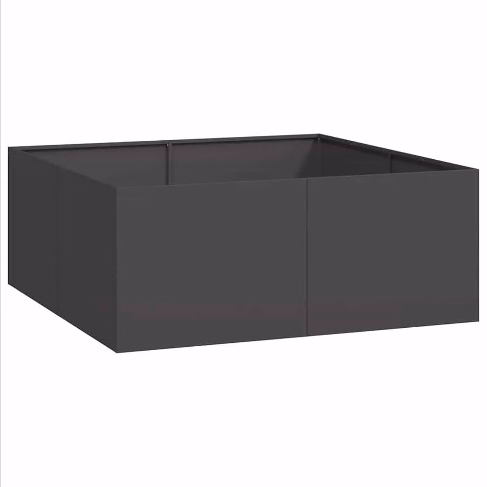 Berkfield Home Steel Tub Planter, Black, W: 100 cm, D: 100 cm, H: 40 cm – 2