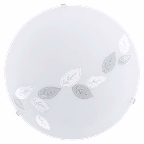 Loops Modern White Wall or Flush Ceiling Light with Organic Leaf Design and Satin Glass Shade, E27 Bulb Compatible