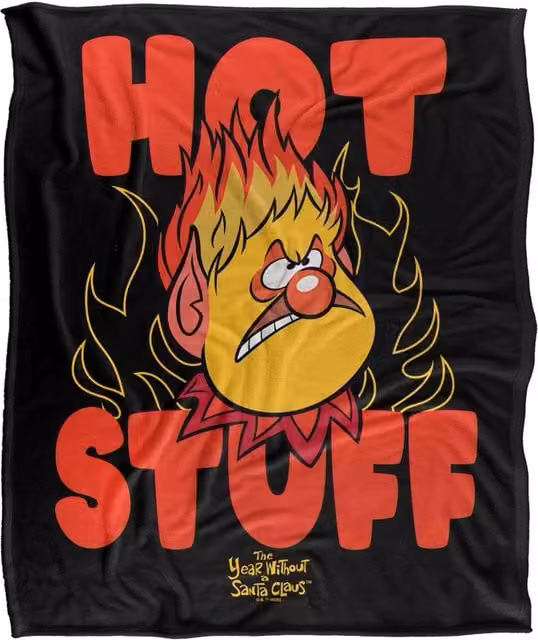 Warner Bros. The Year Without Santa Claus Hot Stuff Silky Touch Super Soft Fluffy Throw Blanket, Large, Multicolour and Black