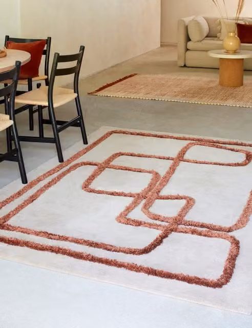 Asiatic Matrix Brown Abstract Hand-Tufted Wool and Viscose Rectangular Rug