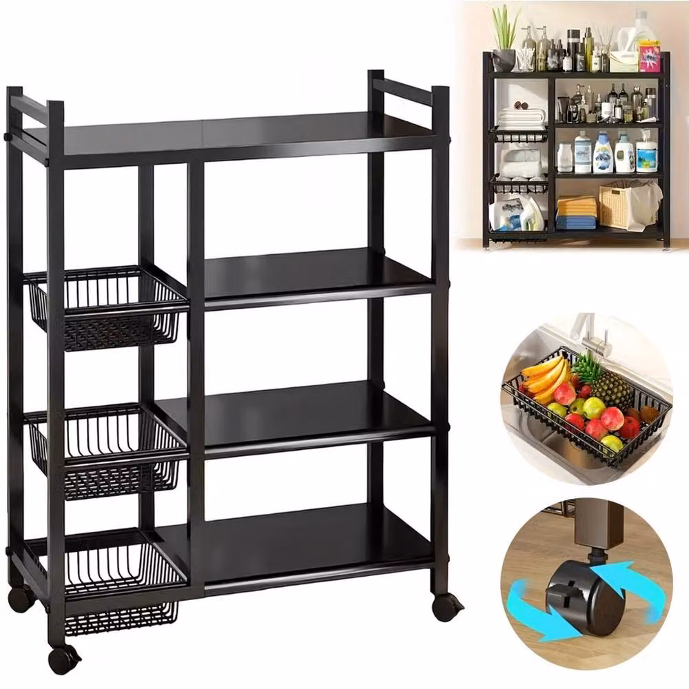 PAWNORA 4 Tier Black Metal Corner Kitchen Pot Rack Stand – 3
