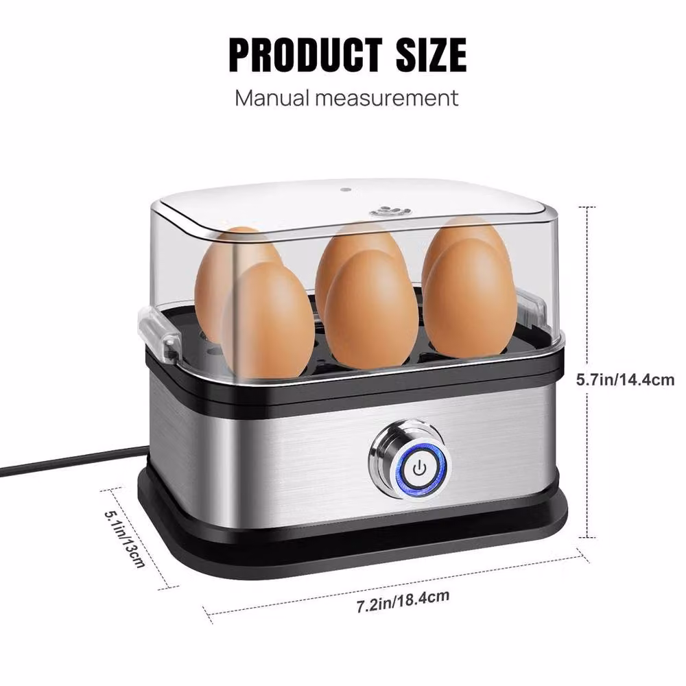 FLAVORA Compact Electric Egg Cooker, Boiler and Poacher in Grey and Silver, Capacity: 6 Eggs – 2
