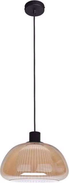 Netlighting Apiro Dome Pendant Ceiling Light in Black with Amber Glass Shades – 1