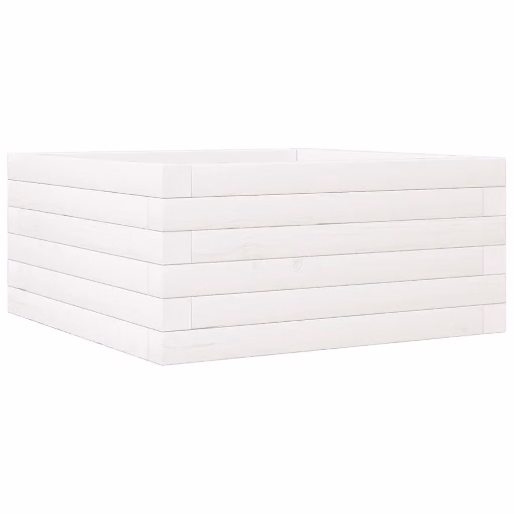 Berkfield Home White Solid Wood Pine Garden Planter Tub W/D/H: 50 x 50 x 23 cm – 2