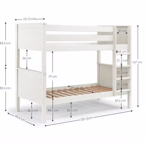 Julian Bowen Maine Two-Level Bunk Bed in White – 2