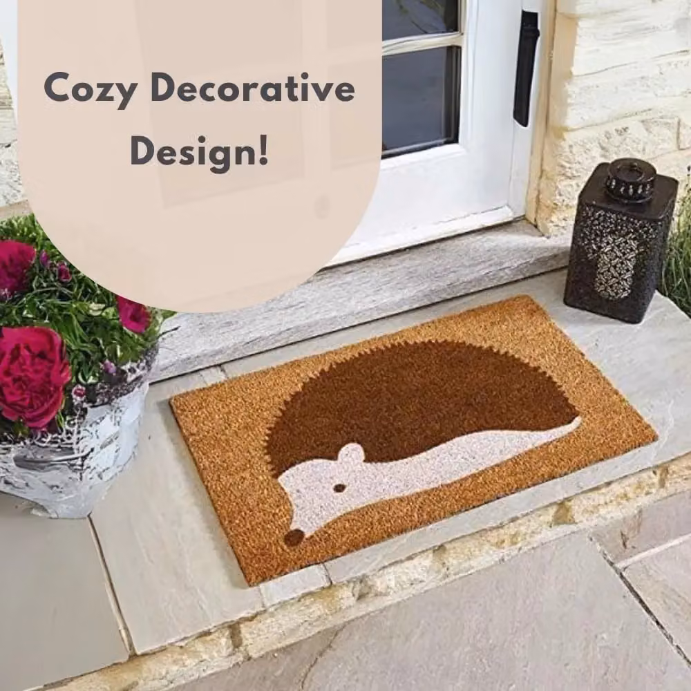 Marco Paul Non Slip Coir Door Mat Spike Hedgehog Brown W: 45 cm, D: 75 cm – 6