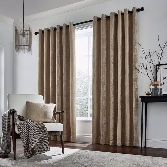 Helena Springfield Roma Lined Eyelet Curtains, Brown, W: 228.6 cm, H: 228.6 cm – 1