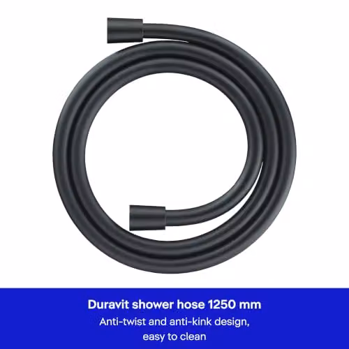 Duravit Universal Shower Hose in Black Matt with Anti-Twist and Kink Protection, Length: 1.25 m – 2