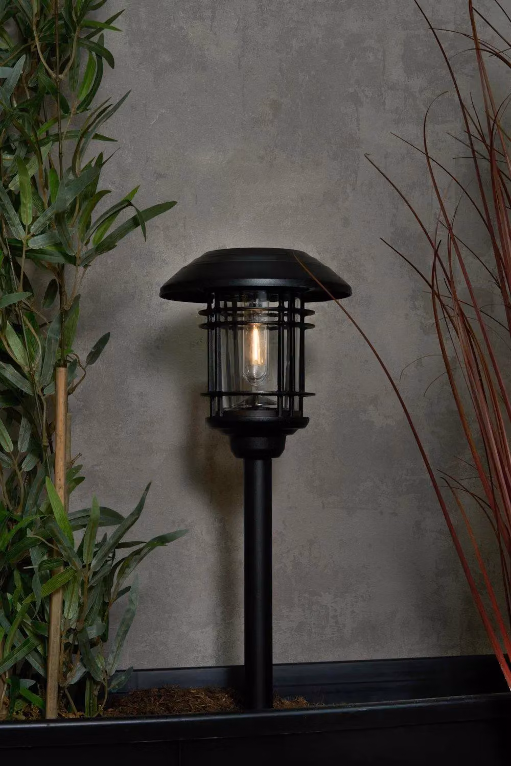 BHS Lighting Caelum LED Solar Ground Spike Garden Lantern in Black with Warm White Light – 3