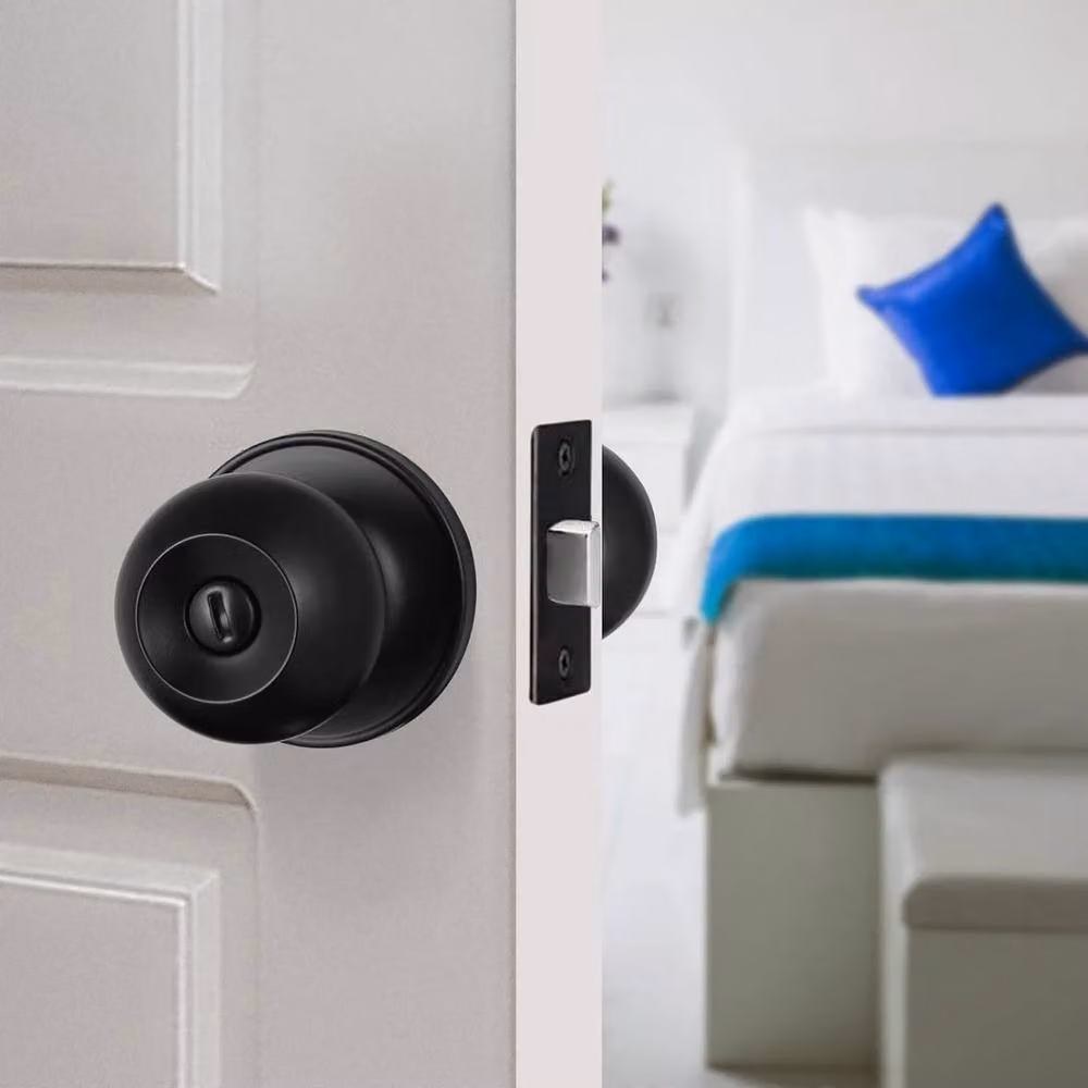SPETLEK Black Matt Stainless Steel Door Knob Set for Privacy or Passage Doors – 2