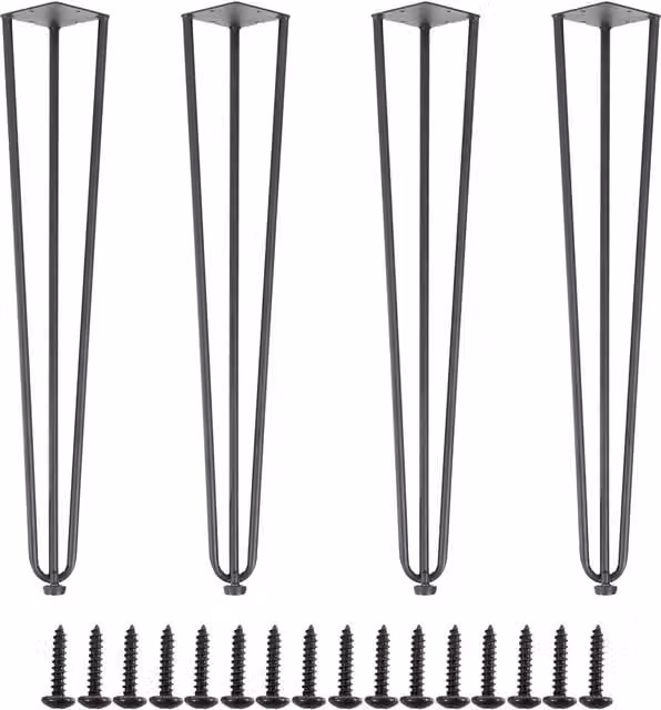 Core Products Set of 4 Matt Black Metal Hairpin Furniture Legs with Industrial Design