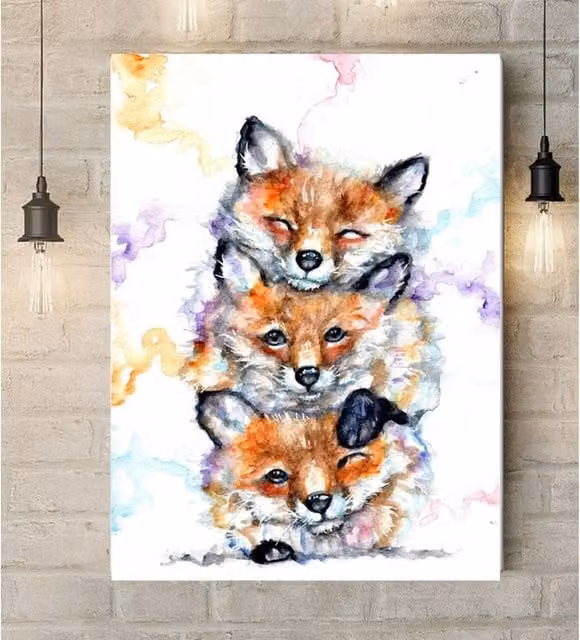 BebesArts Rough and Tumble Canvas in Brown and Multicolour, W: 81.28 cm, H: 60.96 cm, D: 60.96 cm
