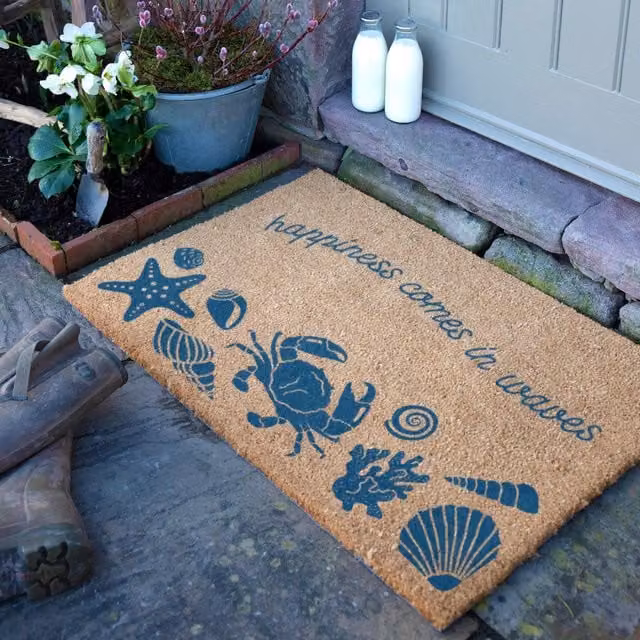 Artsy Mats Happiness Comes In Waves Doormat, Brown, W: 90 cm, D: 60 cm – 1