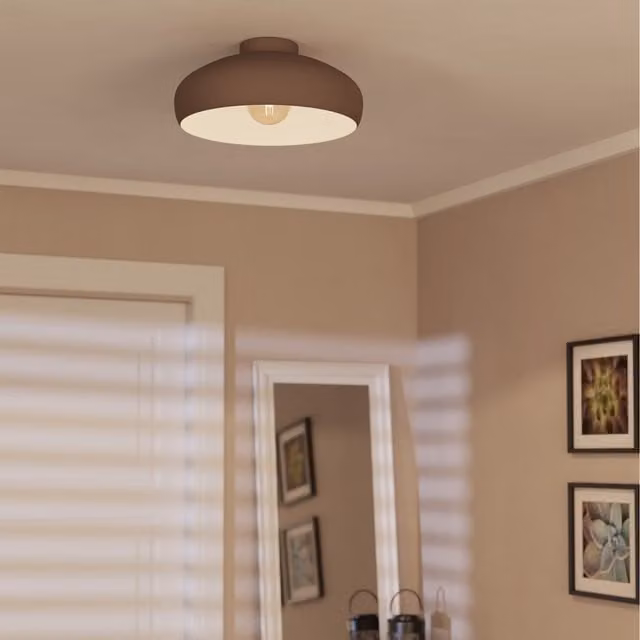 Eglo Mogano Retro Inspired Brown Metal Dome Ceiling Light