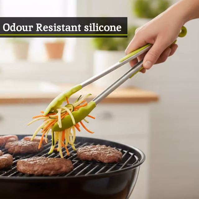 Orsina Green Silicone and Stainless Steel Tongs