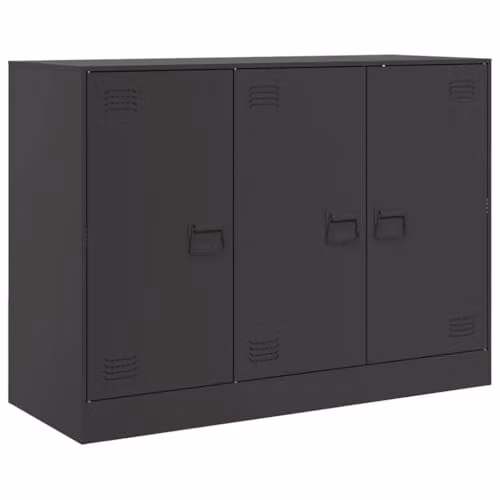 vidaXL Modern Matt Black Metal Sideboard W: 99 cm, D: 39 cm, H: 73 cm
