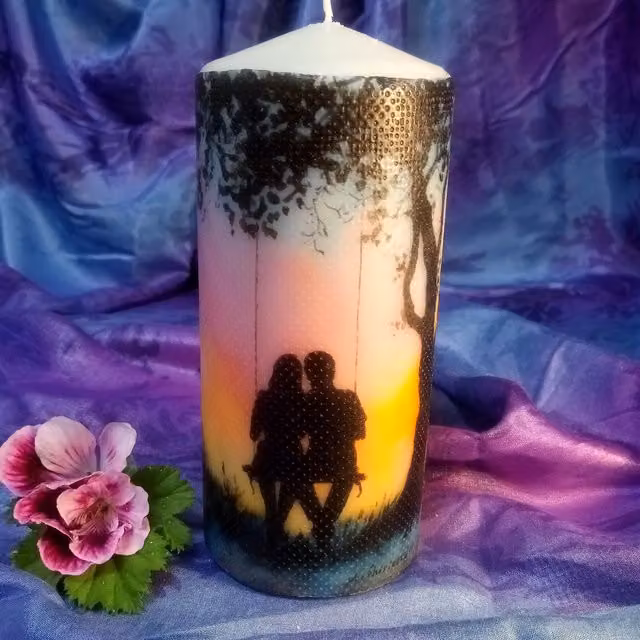Viki Love and Kisses Pillar Candle in White and Multicolour