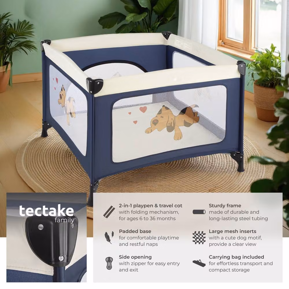 tectake Tommy Junior Playpen in Blue – 2