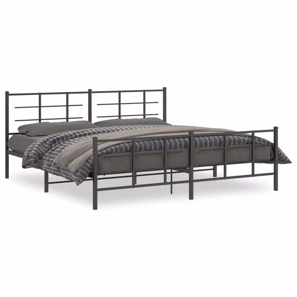 Berkfield Home Metal Bed Frame with Footboard, Black, W/D/H: 193 x 203 cm – 2