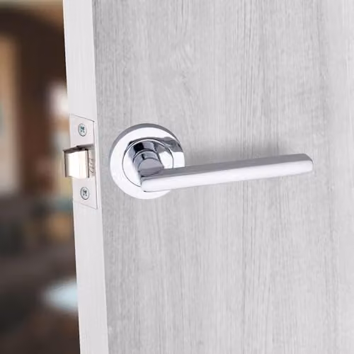 Golden Grace Leon Design Door Handles in Polished Chrome, 1 Pair, Silver – 2