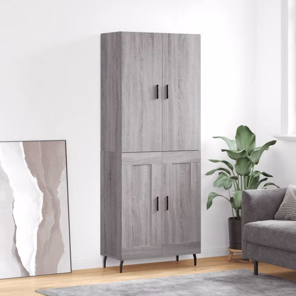 Berkfield Home Grey Sonoma Highboard in Engineered Wood, H 180 x W 69.5 x D 34 cm – 2