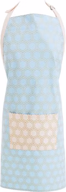 Orsina Deco Apron with Art Deco Pattern in Blue and Pink