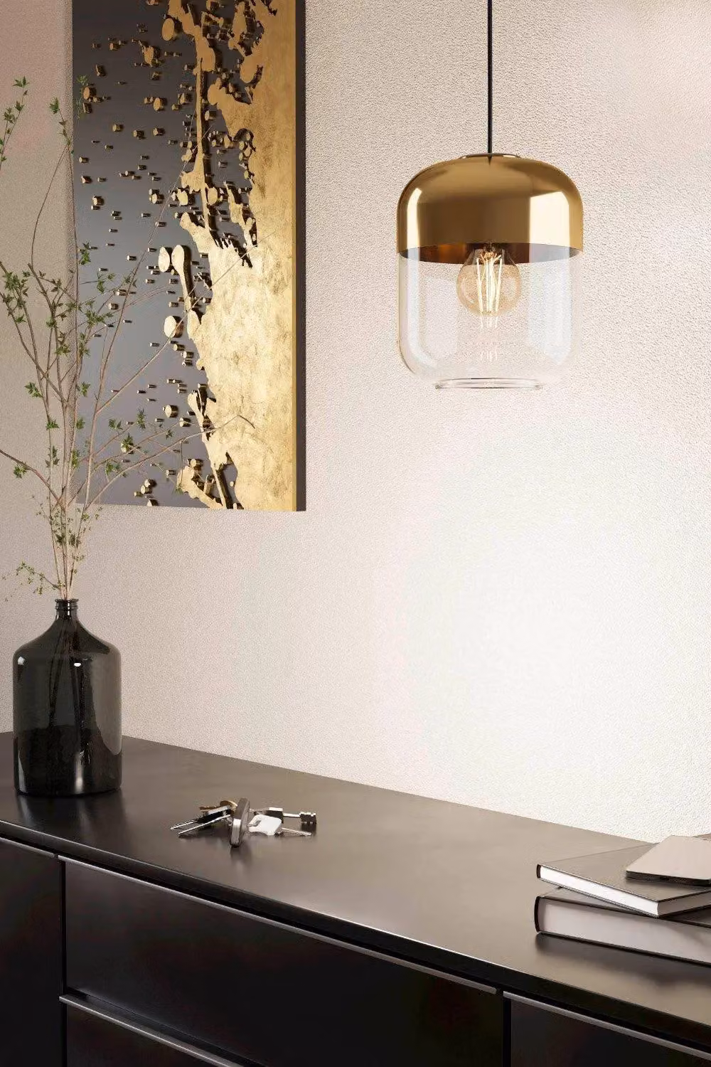 Eglo Maryvilla IP20 Metallic Pendant Light in Black or Gold/Brass – 2