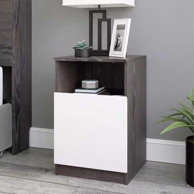 Teknik Modern Oak Bedside Night Stand in Brown and Multicolour