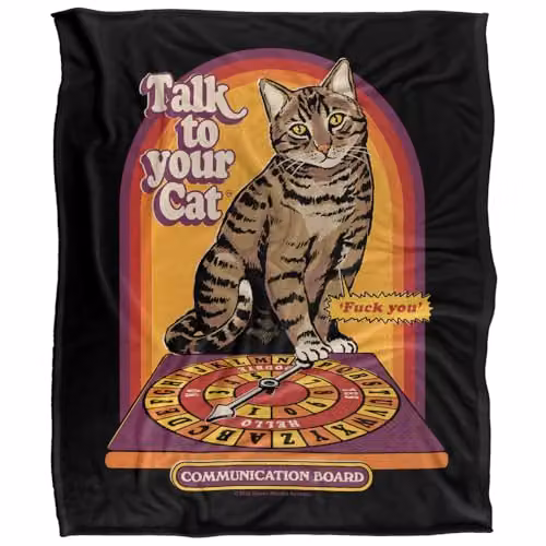 Steven Rhodes Talk To Your Cat Super Soft Fleece Throw Blanket, Multicolour, W/D/H: 152 x 127 cm – 5