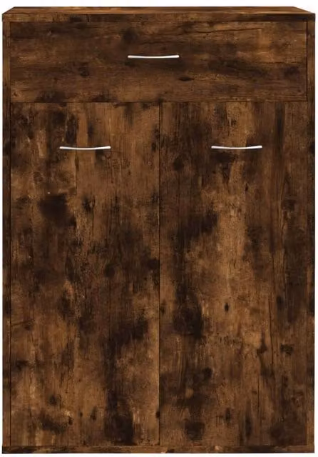 Berkfield Home Smoked Oak Shoe Cabinet in Brown, W/D/H: 60 x 35 x 84 cm