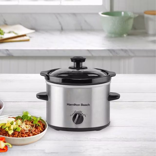 Hamilton Beach 1.8L Silver Slow Cooker with Keep Warm Function
