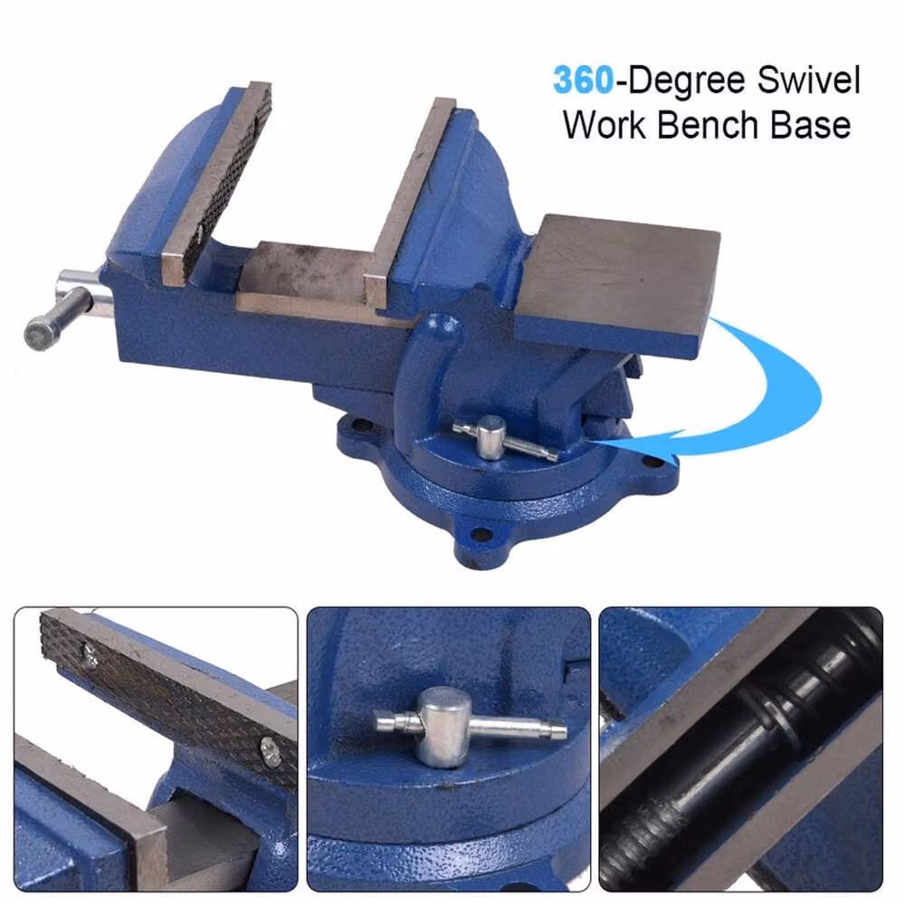 Kelvenix 6 inch Heavy Duty Engineer Vice with Swivel Base in Blue – 4