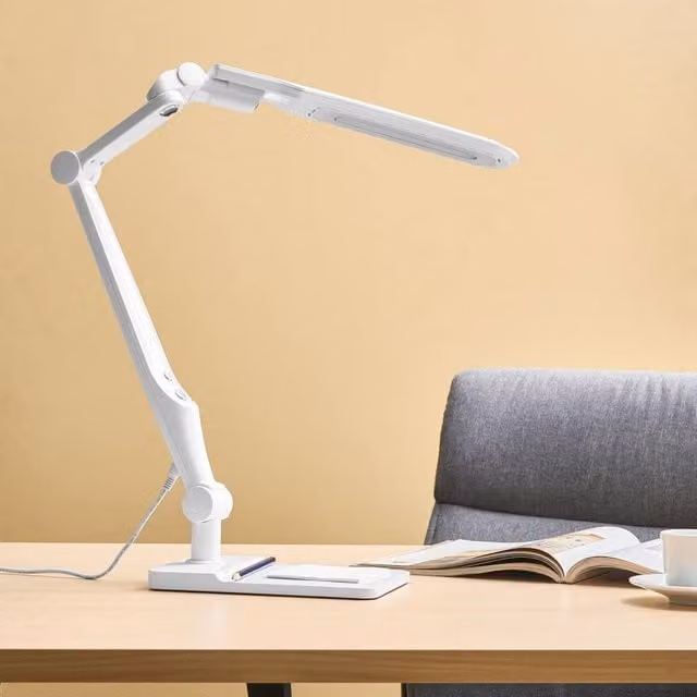 Wyld and Coco White Desk Lamp with Adjustable Rotating Arm and Stepless Dimmer – 1