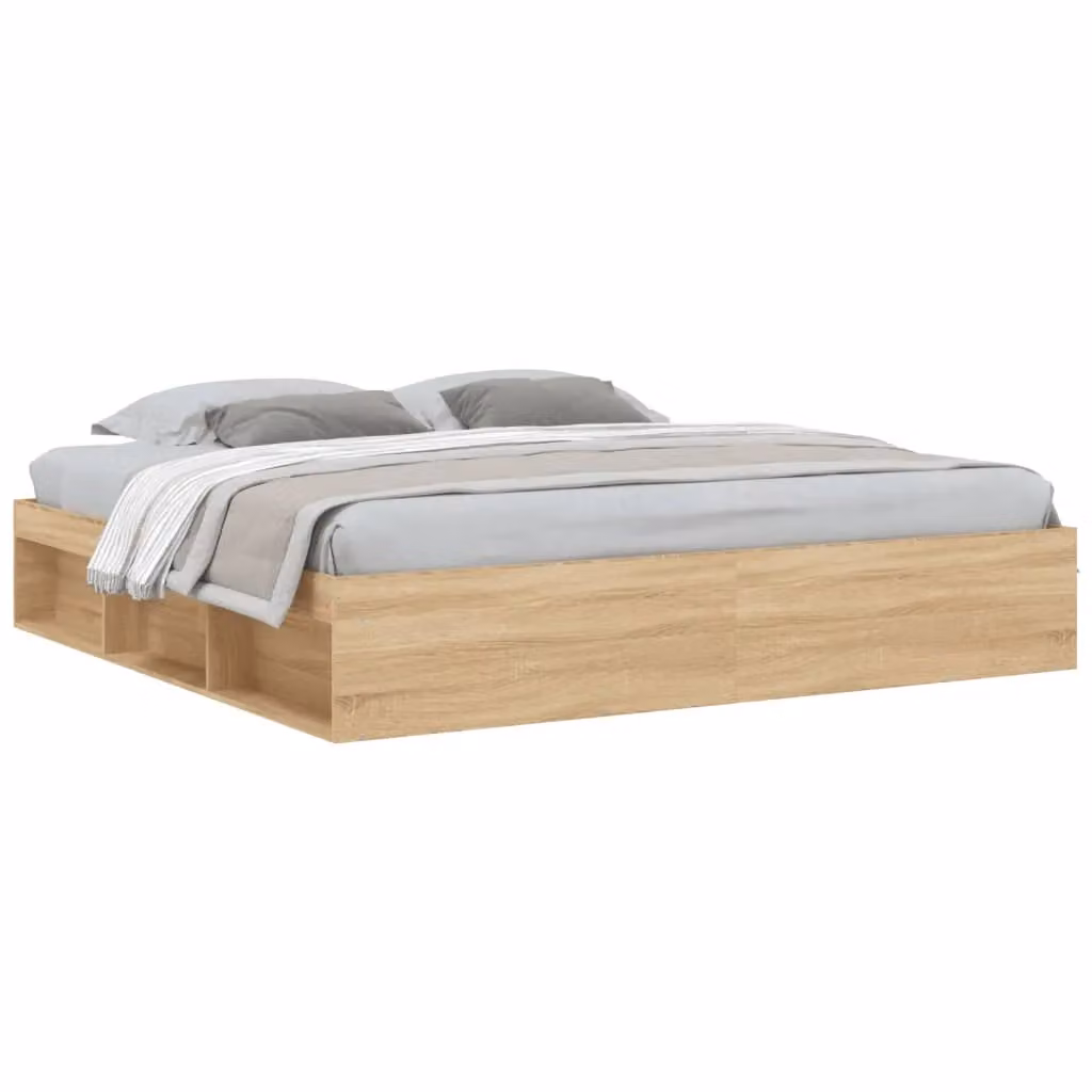 Berkfield Home Sonoma Oak Bed Frame in Brown, 200 x 200 cm – 2