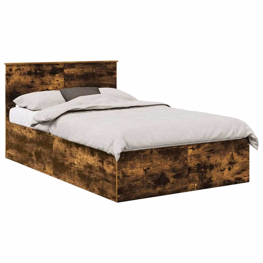 Berkfield Home Smoked Oak Bed Frame, Brown Engineered Wood, W: 120 cm, L: 190 cm – 2