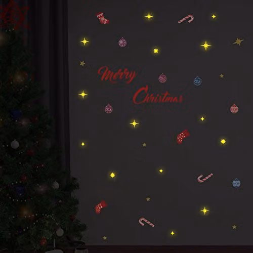 WALPLUS Merry Christmas Plus Multicolour Vinyl Wall Stickers, W/D/H: 20 x 30 x 3 cm