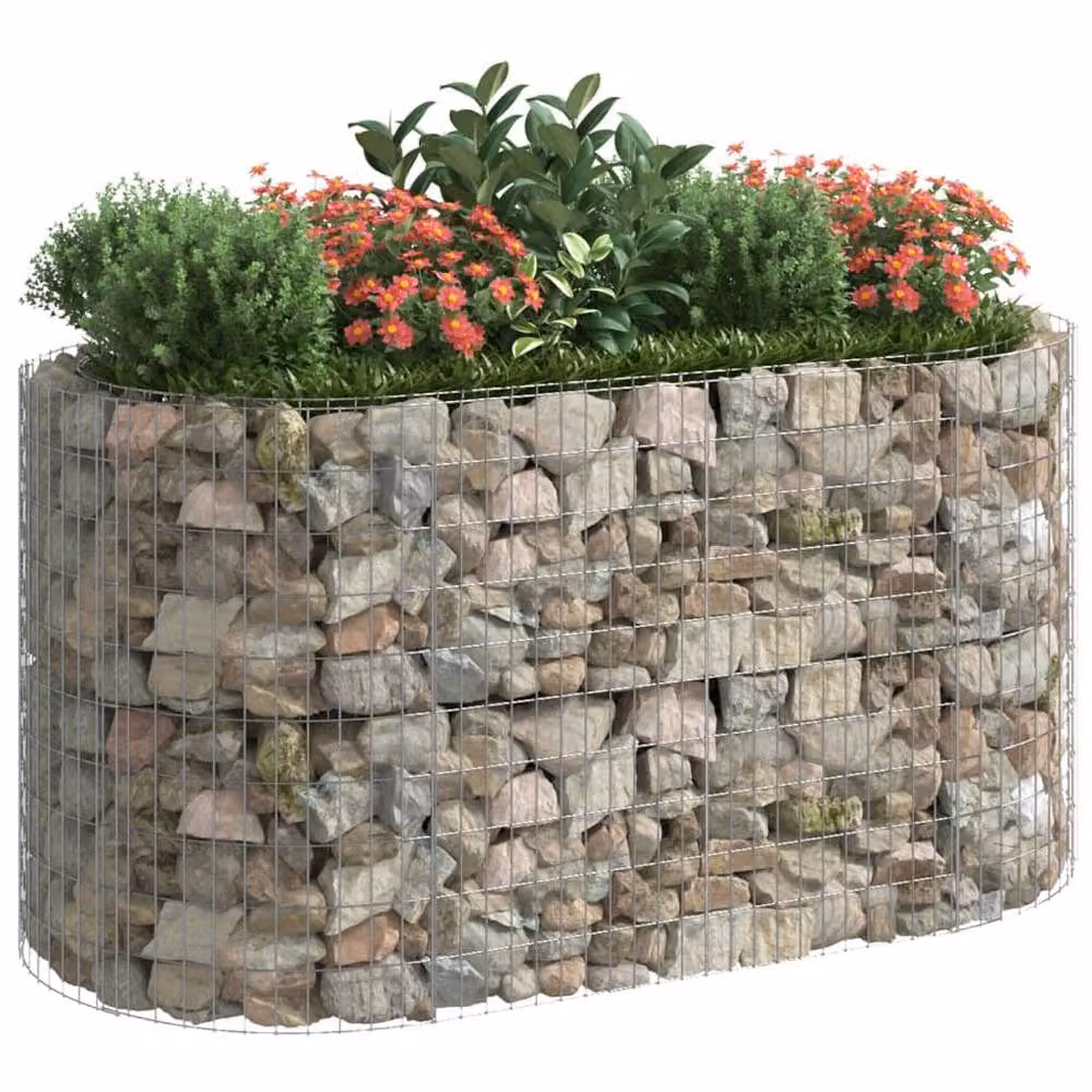 Berkfield Home Silver Galvanised Steel Stone Gabion Raised Bed, W/D/H: 200 x 100 x 100 cm – 3