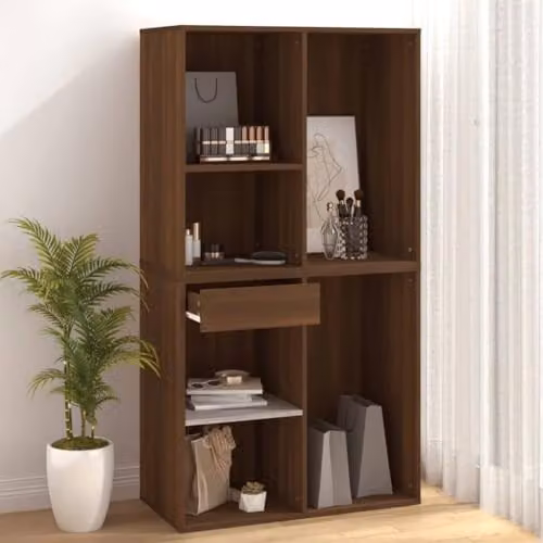 vidaXL Modern Brown Oak Cosmetic Cabinet with Drawer and Compartments in MDF – 5