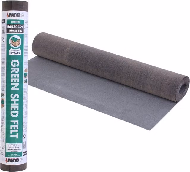 Novecrafto Heavy-Duty Standard Grade Shed Roofing Felt, Green, 10m x 1m – 6