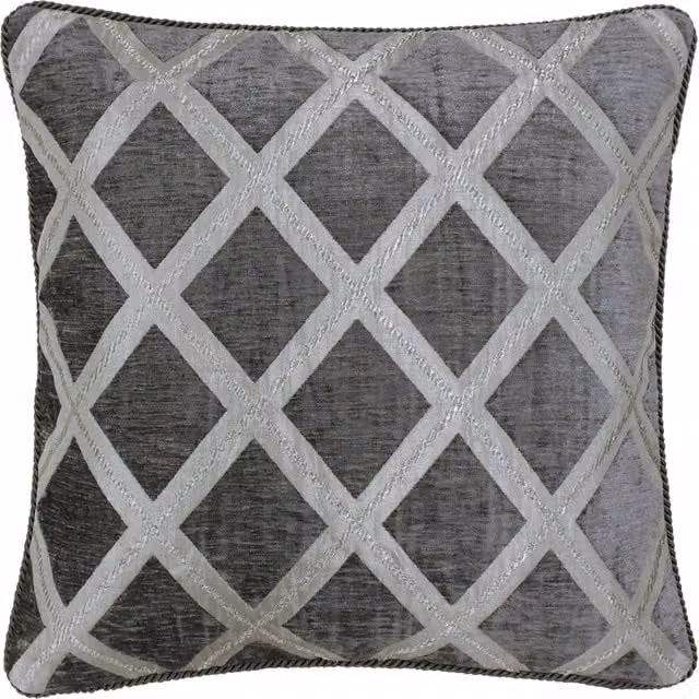 Make It A Home Hermes Chenille Square Cushion in Grey and Silver