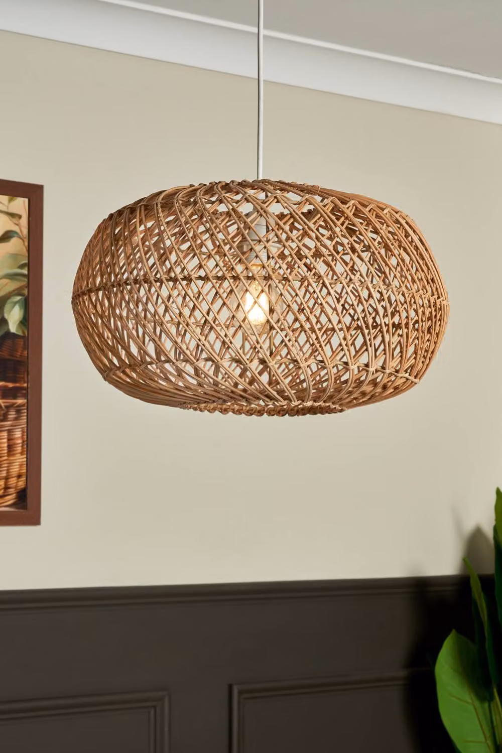 BHS Lighting Kyle Rattan Easy Fit Light Shade in Brown/Beige, Diameter: 42 cm – 2