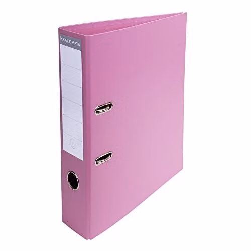 Exacompta Prem'Touch PVC Lever Arch File for A4 Documents, 2 Rings, Pink, Spine Width: 7 cm, W/D/H: 32 x 29 cm