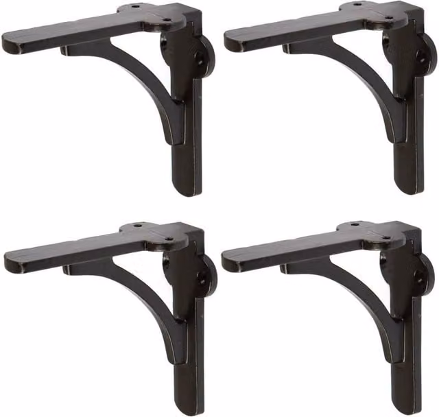 Havendro Set of 4 Curved Vintage Iron Wall Shelf Brackets, Black, 100 mm – 1