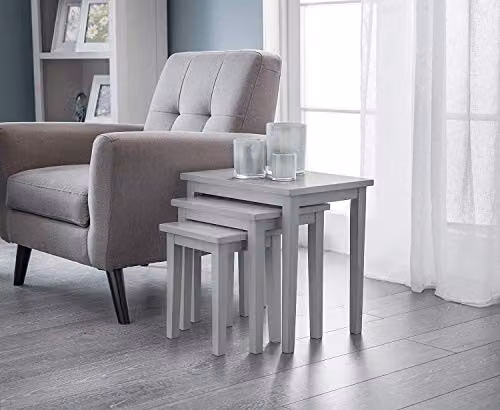 Julian Bowen Cleo Nest of 3 Grey Wood Side Tables – 2