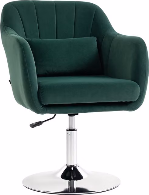 HOMCOM Retro Velvet Swivel Tub Chair with Metal Frame in Dark Green – 1
