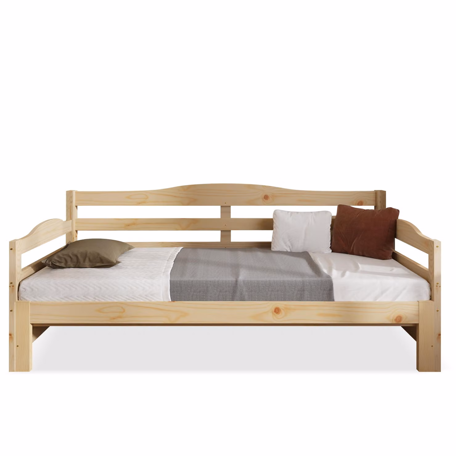 Aosom UK Stylish Cabin Bed with Pull-Out Trundle and Storage in Natural Finish, W/D/H: 187 x 196 x 73 cm – 2