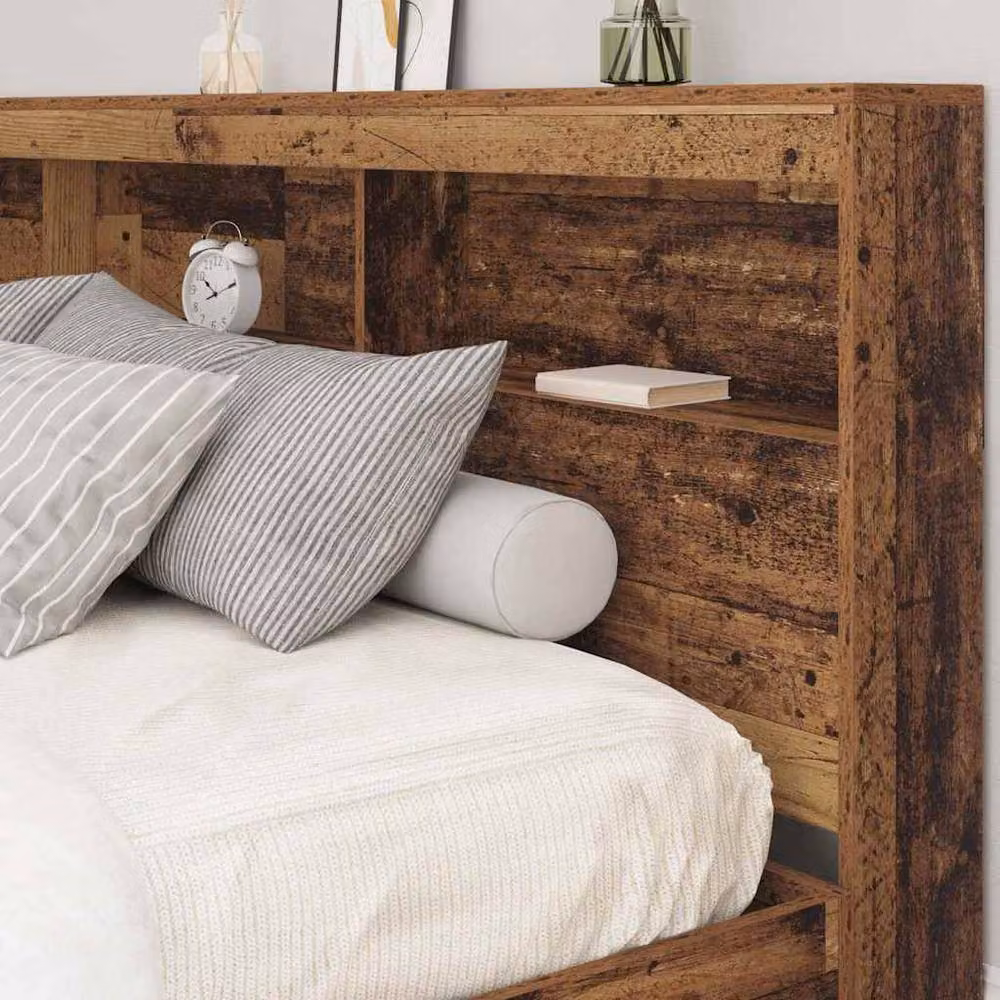 Berkfield Home Storage Headboard with Shelf in Old Wood Brown, Width: 180 cm – 4