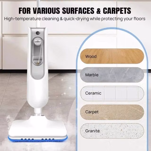 EONLION 1500W 12-in-1 Steam Cleaner Mop in White